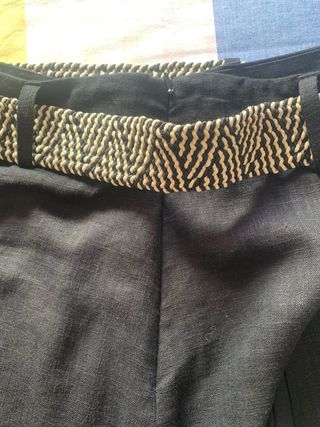 Falda larga Zara 100% lino negro con cinturón