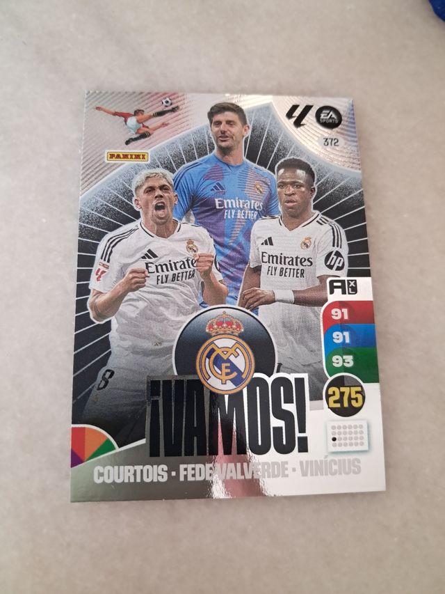 Cromo Real Madrid Vamos Courtois, Valverde, Vinici