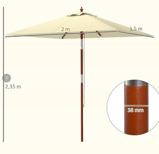 Sombrilla jardín 2x1.5m beige