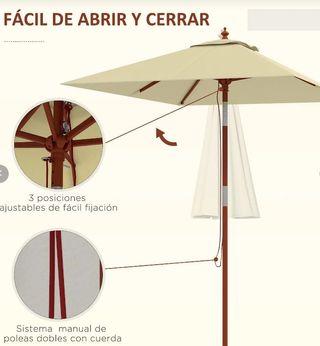 Sombrilla jardín 2x1.5m beige