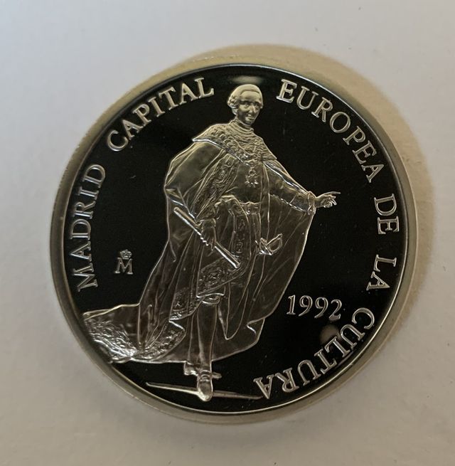 Moneda 5 ECUS Carlos III Madrid 1992 Plata