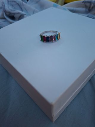 Anillo Plata 925 Piedras Colores