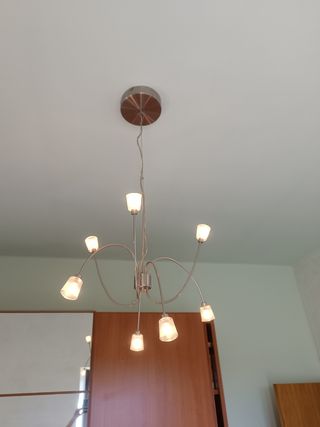 Lampadario moderno argento e vetro
