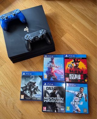 PS4 PlayStation 4 PRO 1TB + 5 Juegos + 2 mandos 
