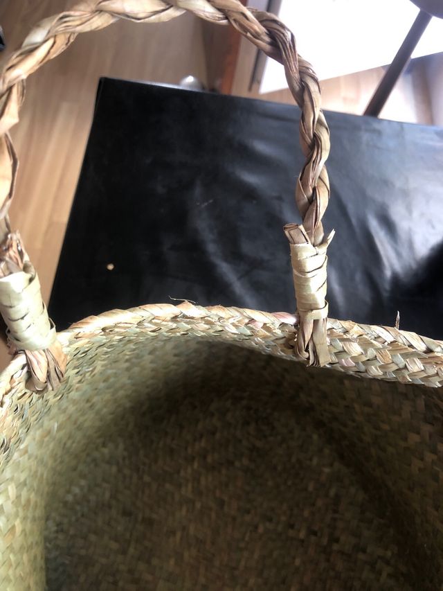 Cesta Mimbre Florero Beige/Marrón