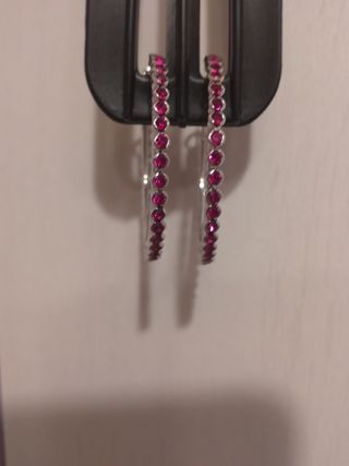 Pendientes Aro Plata y Piedras Swarovski nuevos