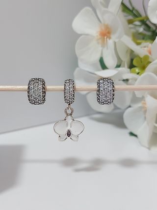 3 Charms Pandora Plata y Circonitas + Orquídea