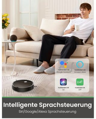 Robot Aspirador Negro con Mando y App