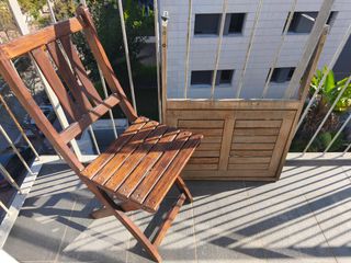 Mesa plegable de madera y la silla de madera