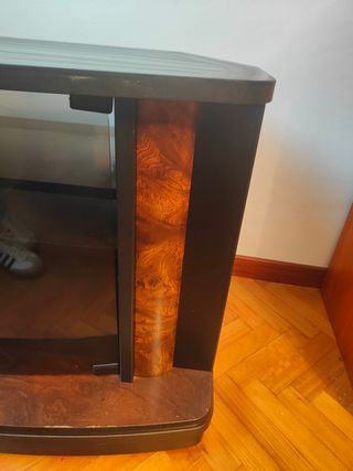 Mueble TV Esquinero Madera y Cristal