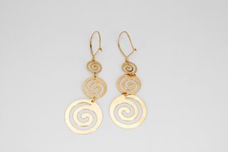Pendientes Oro 18K Largos Espirales