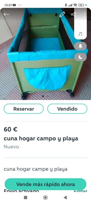 Cuna de viaje campo y playa