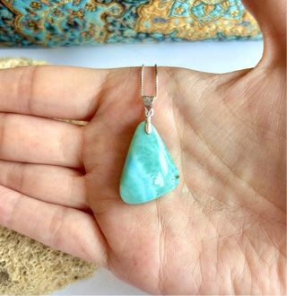 Colgante Larimar mineral con plata 925 