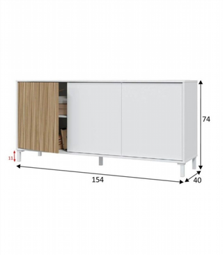 Aparador 3 Puertas 154cm. Blanco Artik/Natur