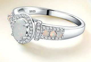Anillo Plata 925 con Ópalo y Circonitas