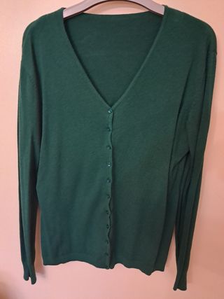 Cárdigan verde mujer