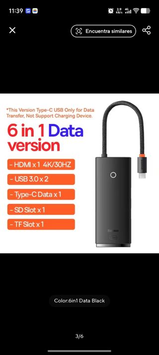 Hub Baseus 6 en 1 USB-C