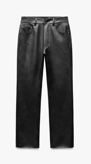 Pantalón efecto piel tiro alto bootcut y crooped