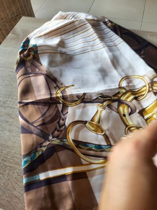 Pañuelo tipo seda poliéster ecuestre vintage