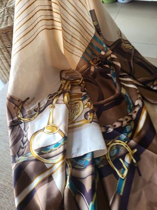 Pañuelo tipo seda poliéster ecuestre vintage