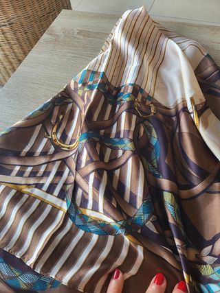 Pañuelo tipo seda poliéster ecuestre vintage