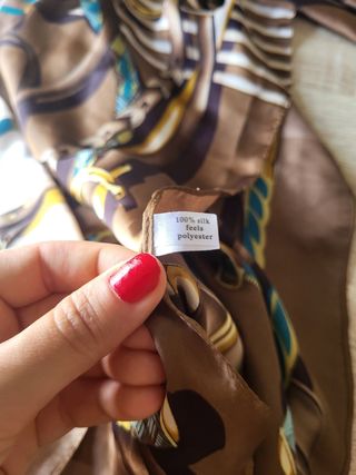 Pañuelo tipo seda poliéster ecuestre vintage