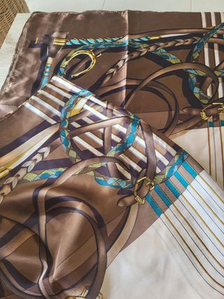 Pañuelo tipo seda poliéster ecuestre vintage