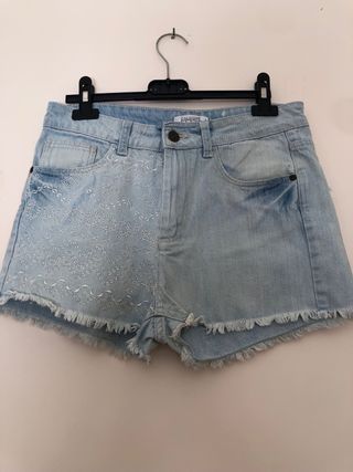 Shorts jeans donna con ricamo