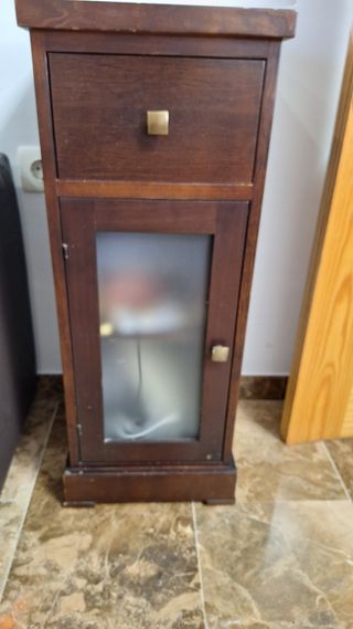 Mesa auxiliar de teléfono madera y cristal