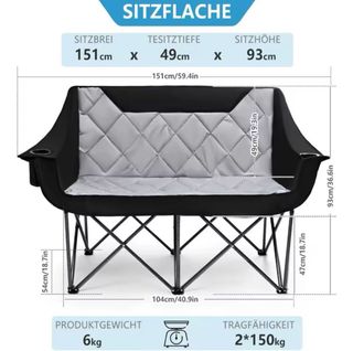 Silla Camping XXL 2 Plazas - 300kg
