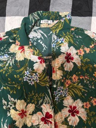 Camisa Hawaiana Verde Estampada