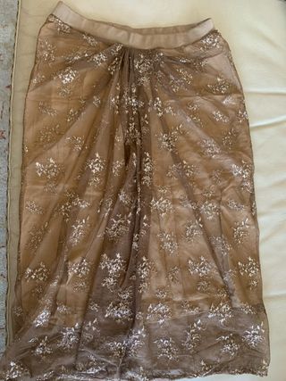 Falda Zara fiesta marrón con bordado