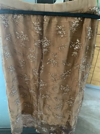 Falda Zara fiesta marrón con bordado