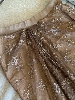 Falda Zara fiesta marrón con bordado