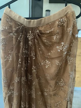 Falda Zara fiesta marrón con bordado