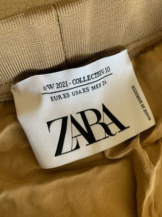 Falda Zara fiesta marrón con bordado