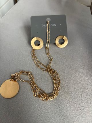 Conjunto Punto Roma collar y pendientes oro