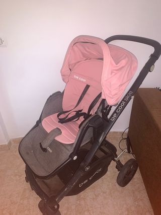 Cochecito bebé rosa y gris
