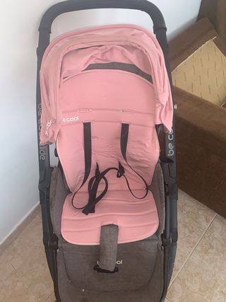 Cochecito bebé rosa y gris