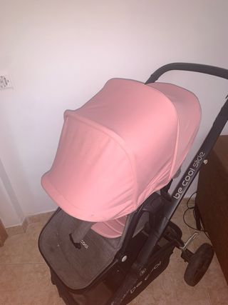 Cochecito bebé rosa y gris