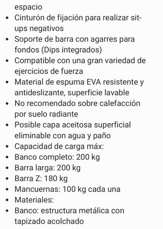 Banco de pesas con discos y barra