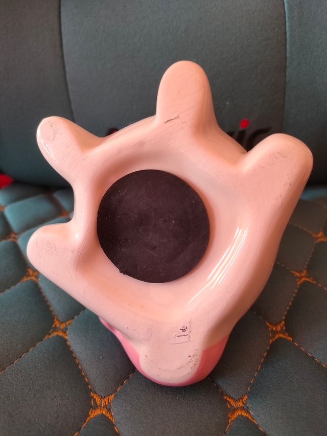 Salvadanaio unicorno rosa con corno dorato