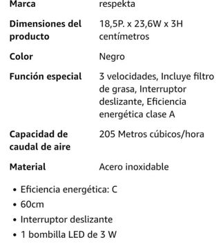 Campana extractora de cocina negra