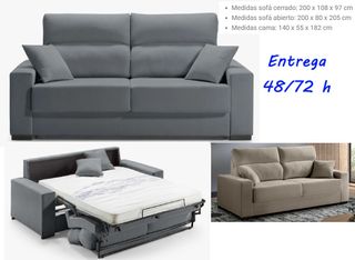Sofá Cama Gris y Beige