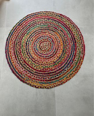 Alfombra redonda de yute multicolor