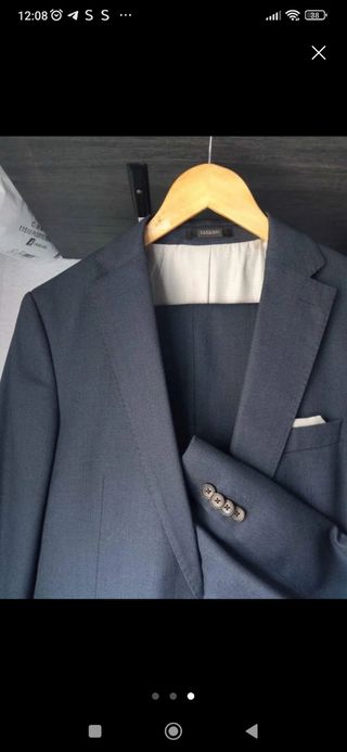 Traje Zara Slim Azul Talla 38