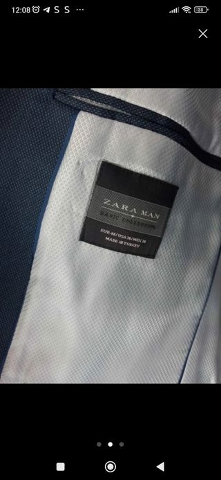 Traje Zara Slim Azul Talla 38