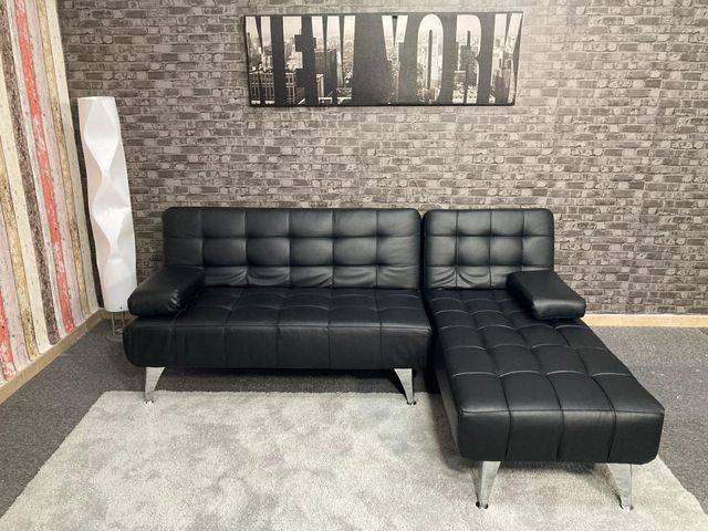 Sofá cama negro + chaise longue reversible