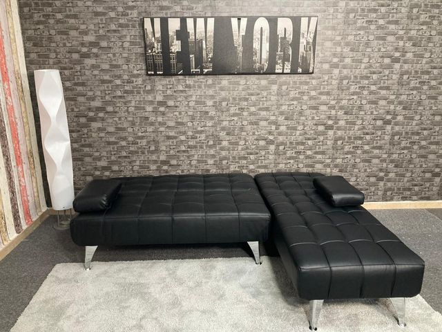 Sofá cama negro + chaise longue reversible