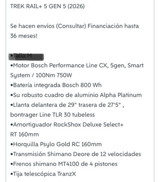 Ebike Trek Rail 5 Gen 5